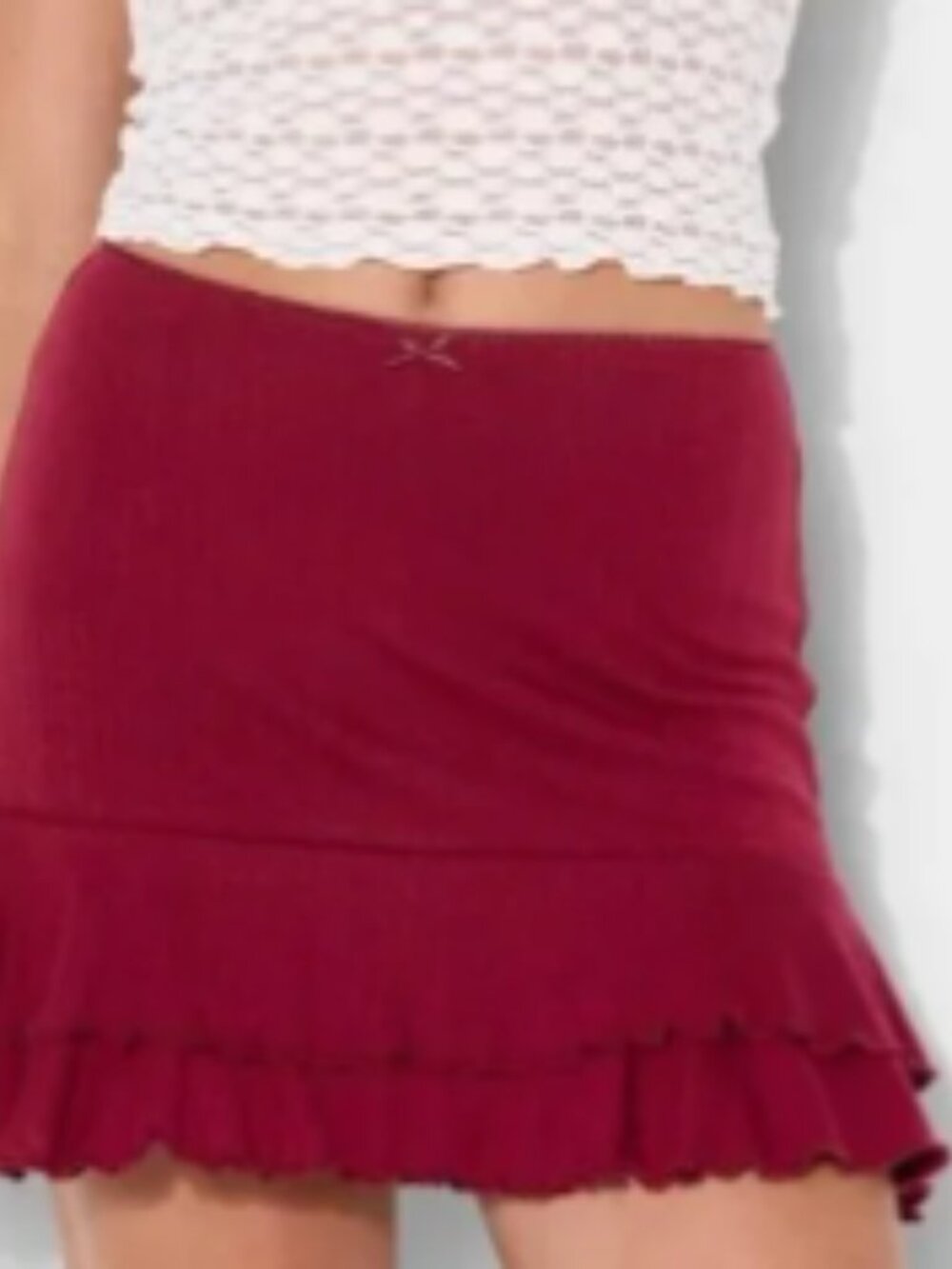 Wild Fable Skort Womens Burgundy Mini A Line Slinky Ruffle Pull On Casual